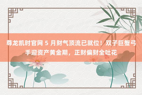 尊龙凯时官网 5 月财气顶流已就位！双子巨蟹弓手迎资产黄金期，正财偏财全吐花