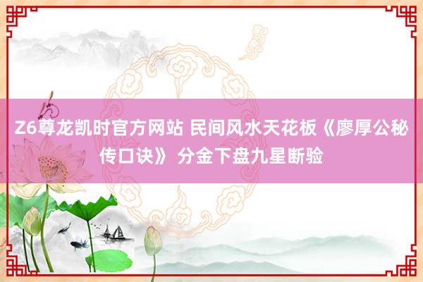 Z6尊龙凯时官方网站 民间风水天花板《廖厚公秘传口诀》 分金下盘九星断验
