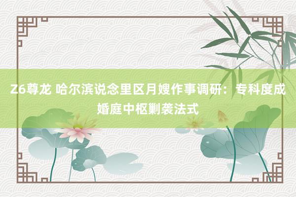 Z6尊龙 哈尔滨说念里区月嫂作事调研：专科度成婚庭中枢剿袭法式