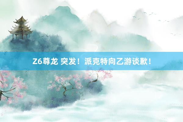 Z6尊龙 突发！派克特向乙游谈歉！