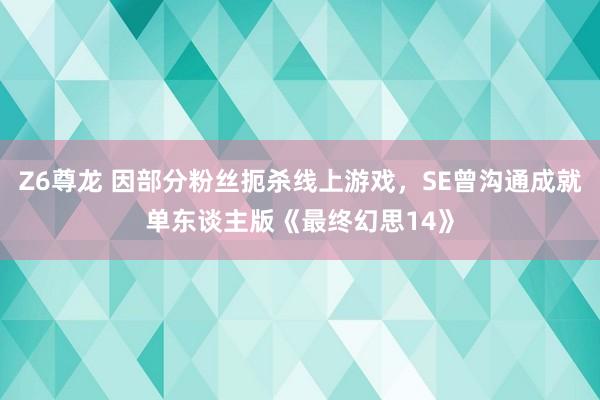 Z6尊龙 因部分粉丝扼杀线上游戏，SE曾沟通成就单东谈主版《最终幻思14》