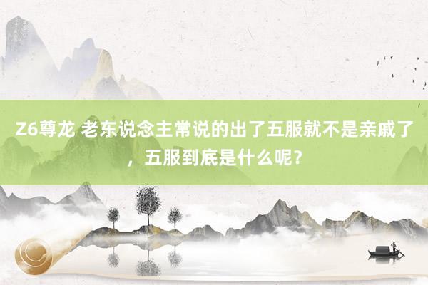 Z6尊龙 老东说念主常说的出了五服就不是亲戚了，五服到底是什么呢？