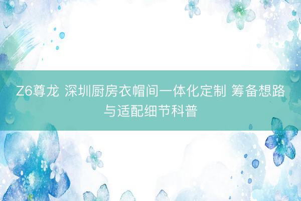 Z6尊龙 深圳厨房衣帽间一体化定制 筹备想路与适配细节科普