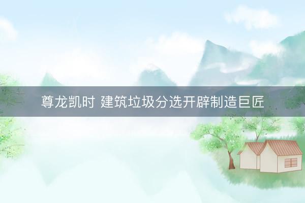 尊龙凯时 建筑垃圾分选开辟制造巨匠